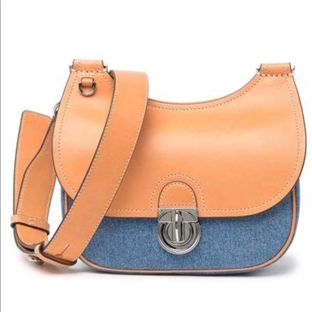 Tory Burch Small James Denim & Leather Saddle Bag